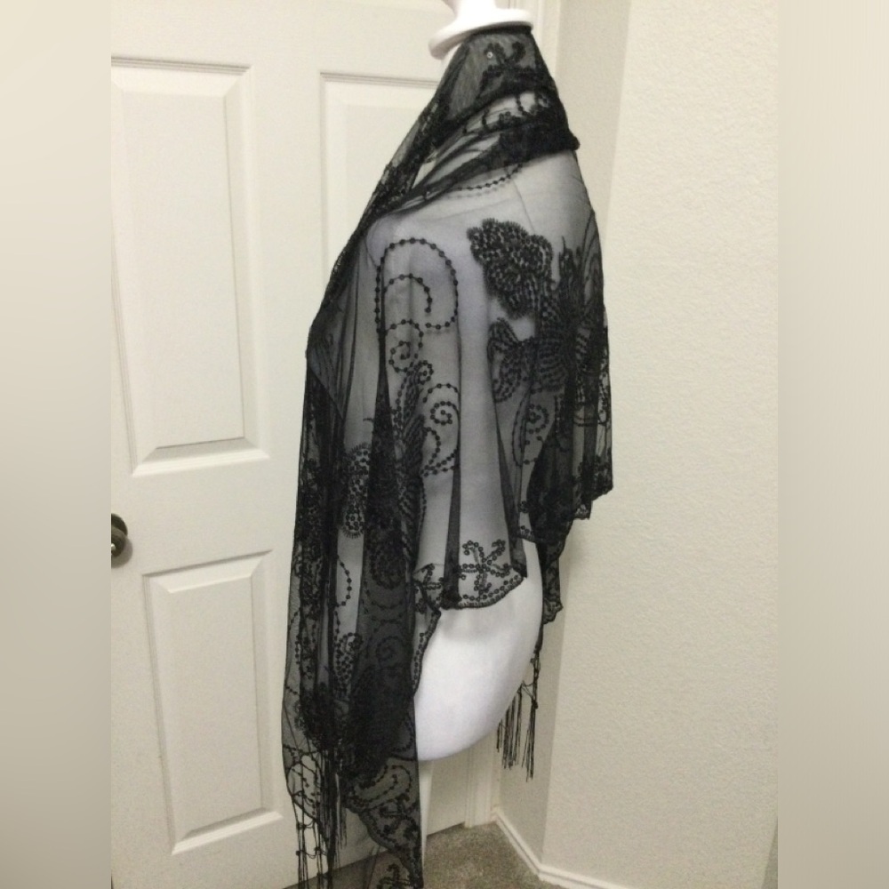 Vimate Black Sequin Shawl - Picture 3 of 6